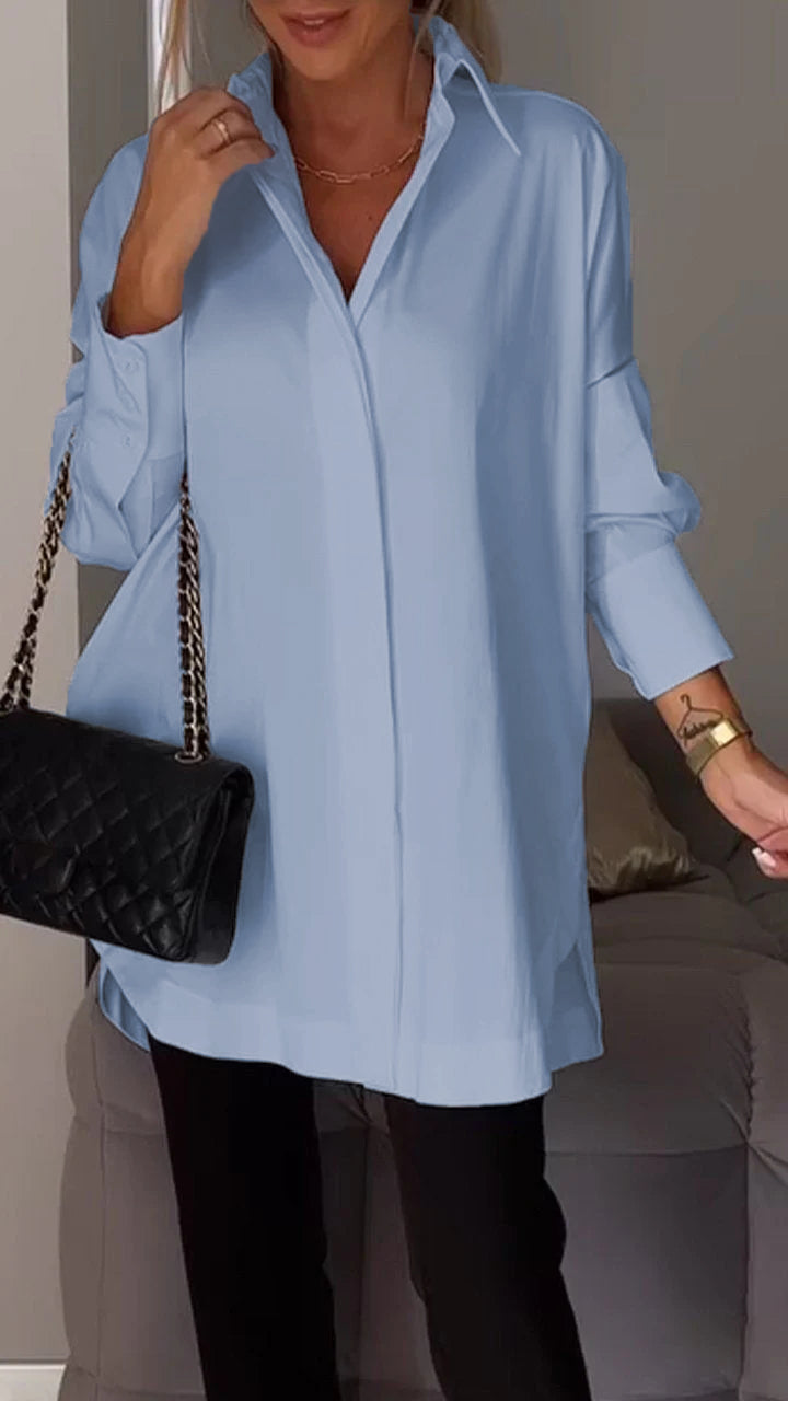 ChicEase White Slit Elegance Shirt