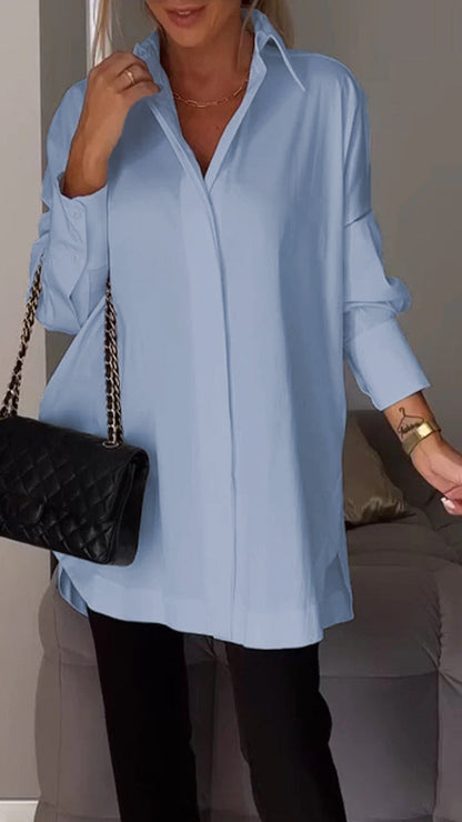 ChicEase White Slit Elegance Shirt