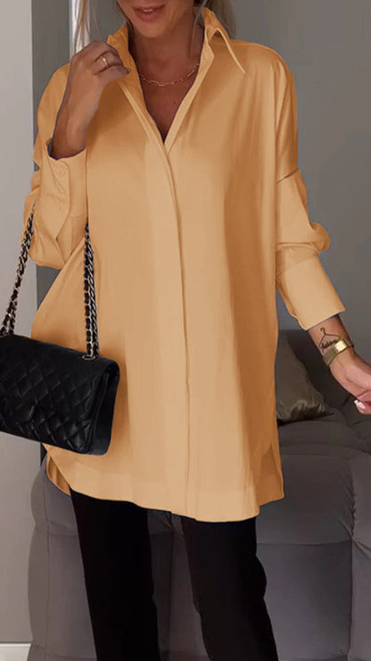 ChicEase White Slit Elegance Shirt